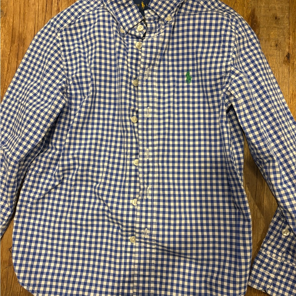 Ralph Lauren Blue and White Checkered button down Kids Shirt